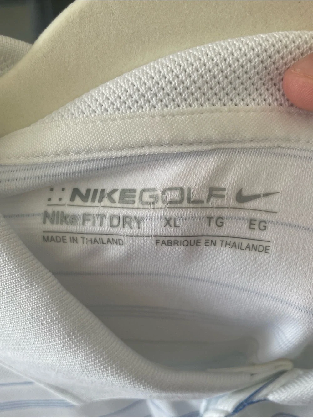 Nike Golf Dry Fit Men’s White Blue Striped Golf Polo Size XL
